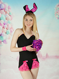 KiloTeens presents: This tight blonde bunny has some smoking hot fun with stripping her clothes and playing with her flower