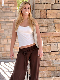 KiloTeens presents: Light-Haired american cutie Summer Solstice removes her clothes and toys her twat